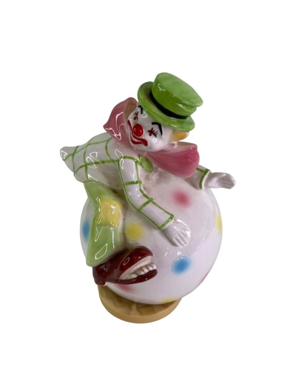 Vintage Music Box Clown Schmid Ceramic Rotating Plays Sing, Sing a Song 1979